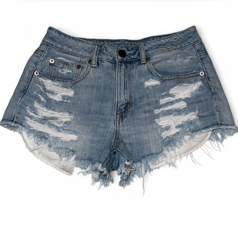 American Eagle Outfitters Blue Distressed Jean Shorts